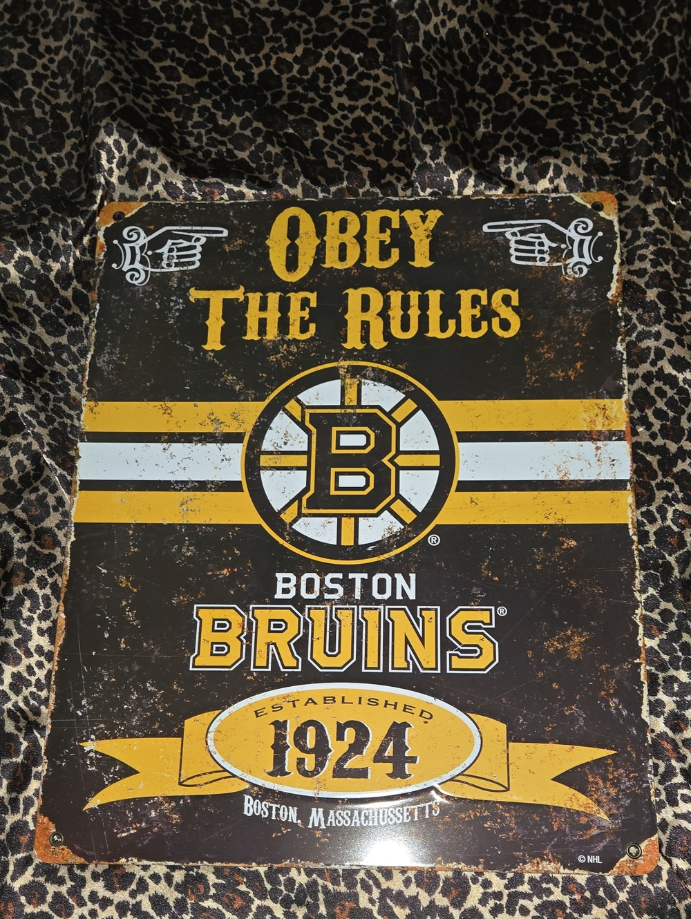 Boston Bruins Metal Tin Sign NHL Embossed Vintage Pub Man Cave Wall Decor